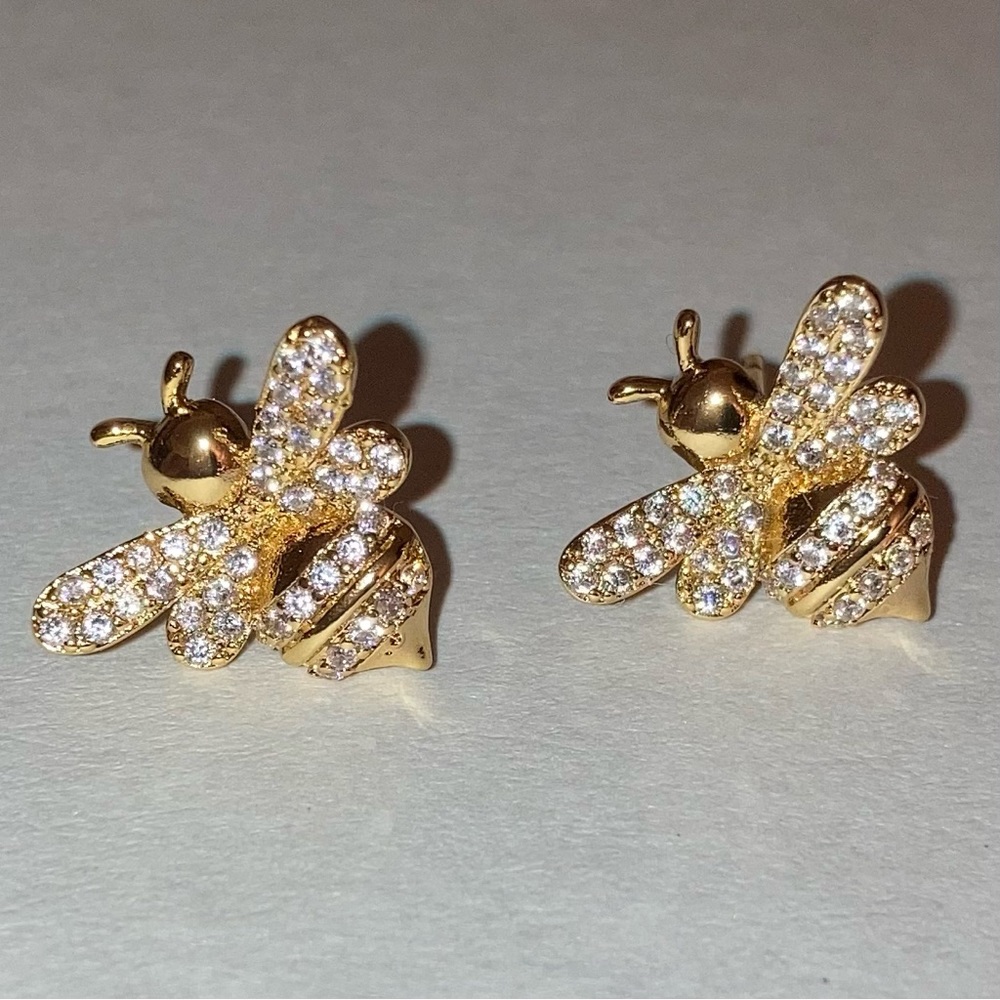 Gold Bee Stud Earrings Classic Summer Formal Birthday Cocktail Insect Jewelry
